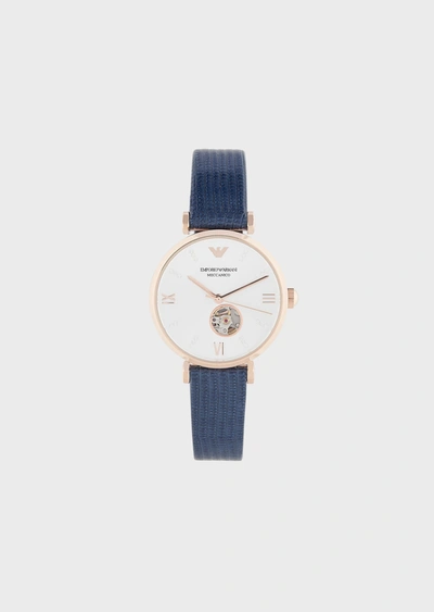 Emporio Armani Leather Strap Watches - Item 50241604 In Avio