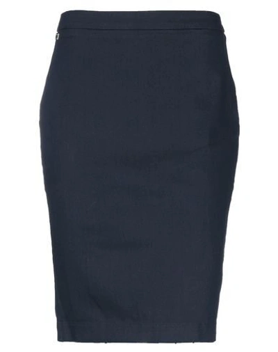 Manila Grace Knee Length Skirts In Dark Blue