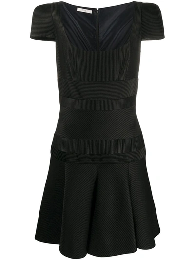 Pre-owned Prada Ribbed Stripe Mini Dress In Black