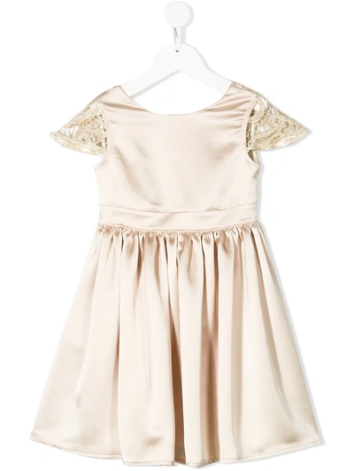 Le Gemelline By Feleppa Kids' Crochet-panel Midi Dress In Gold