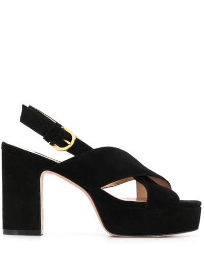 Stuart Weitzman Jerry Suede Platform Sandals In Black Suede