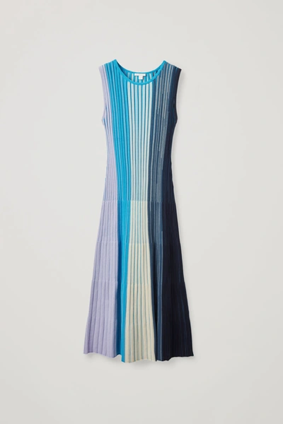Cos Sleeveless Organic Cotton Dress In Blue