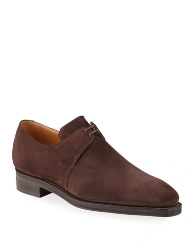 Corthay Men's Arca Suede Derby Shoes In Brown
