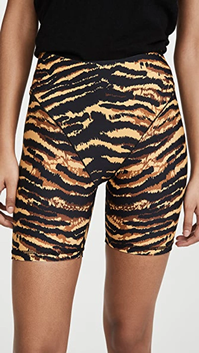 Adam Selman Sport French Cut Printed Biker Shorts In Tiger