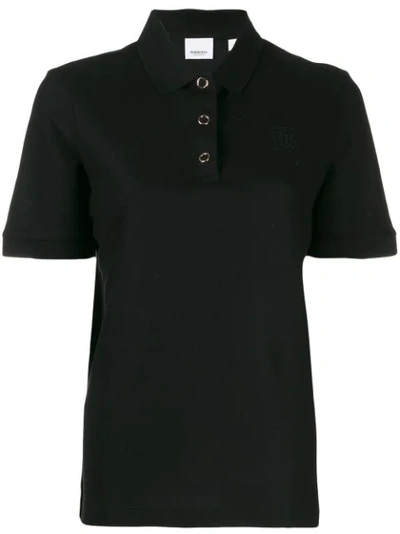 Burberry Monogram Motif Cotton Piqué Polo Shirt In Black