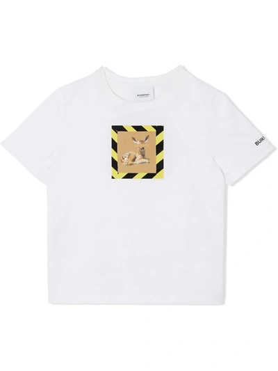 Burberry Kids Caution Deer Print T-shirt (3-12 Years) In White