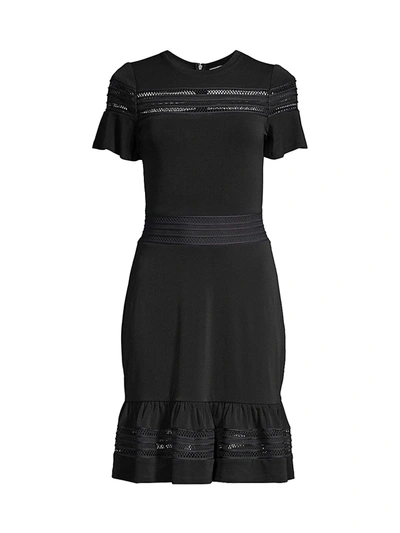 Michael Michael Kors Short-sleeve Mesh Combo Dress In Black