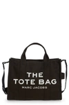 The Marc Jacobs Small Traveler Canvas Tote In Black