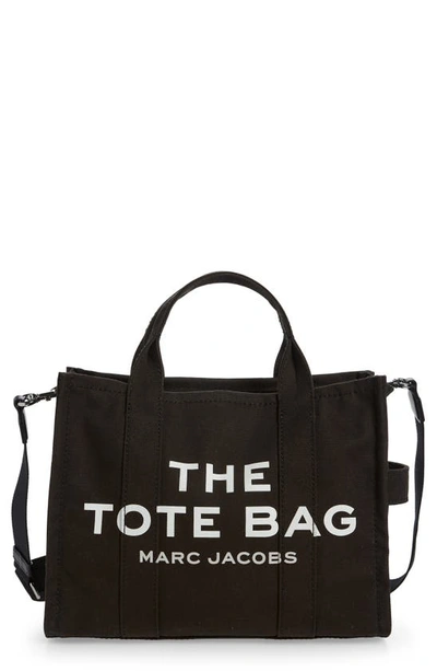The Marc Jacobs Small Traveler Canvas Tote In Black