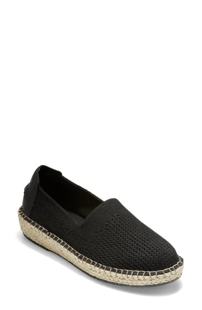 Cole Haan Cloudfeel Grand.os Sitchlite Slip-on Espadrilles In Black And Natural Fabric