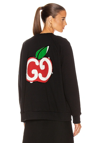 Gucci Apples Long Sleeve Sweater In Black & Multicolor