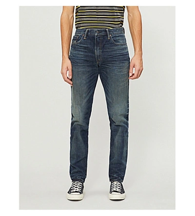 Rrl Faded-wash Straight Stretch-jeans In Blue