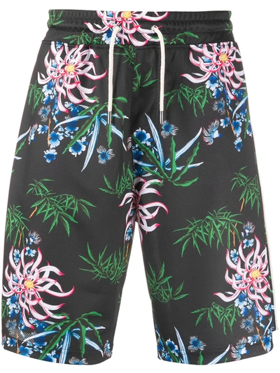 Kenzo Floral-pattern Relaxed-fit Stretch-jersey Shorts In Black