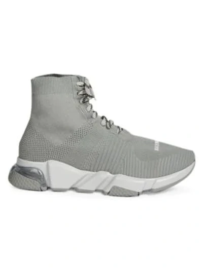 Balenciaga Men's Speed Clear Sole Lace-up Sneakers In Grey