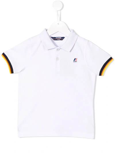K-way Vincent Contrast Stretct Polo In Bianco