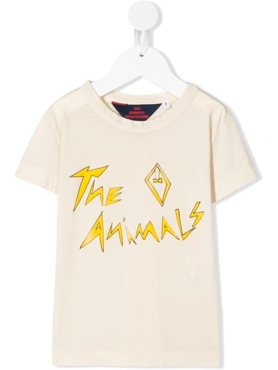 The Animals Observatory Kids' Slogan Print T-shirt In Neutrals