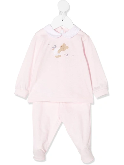 Il Gufo Babies' Teddy Embroidered Pyjamas In Pink