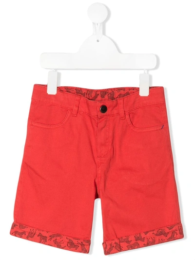 Paul Smith Junior Teen Zebra Print Cotton Shorts In Red