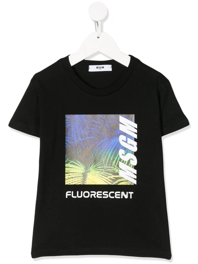 Msgm Teen Graphic-print Cotton T-shirt In Black