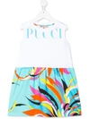 Emilio Pucci Junior Kids' Abstract-print Branded Dress In White