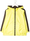 Fendi Kids' Logo Trim Jacket In Yellow