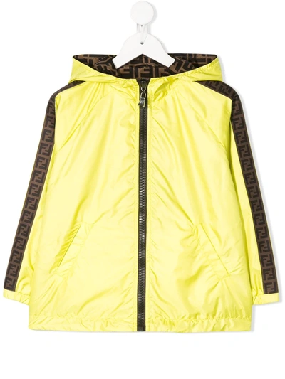 Fendi Kids' Logo Trim Jacket In Yellow
