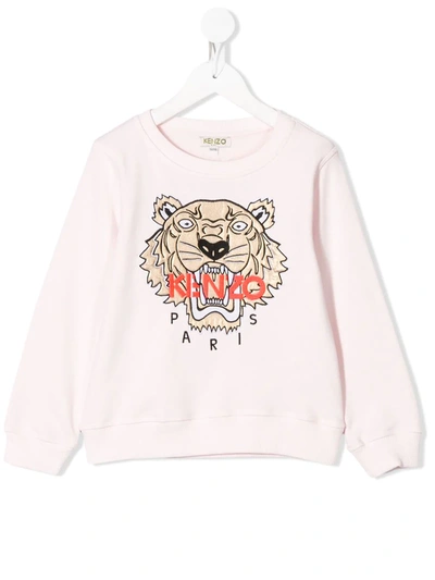 Kenzo Kids' Tiger Embroidered Sweatshirt In Pink
