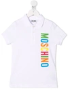 Moschino Kids' Logo Print Polo Shirt In White