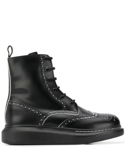 Alexander Mcqueen Punch Hole 40mm Ankle Boots In Black