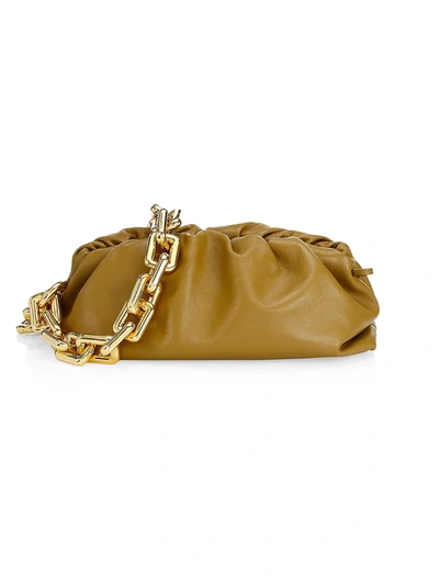 Bottega Veneta The Chain Pouch Leather Clutch In Moutarde Gold