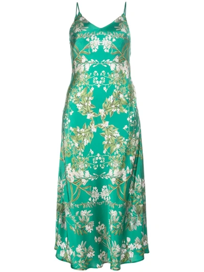 Madison.maison Louise Floral-print Silk Dress In Green