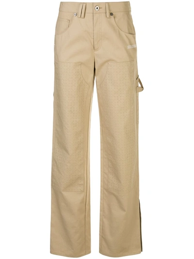 Off-white Punch Hole Arrows Logo Trousers In Neutrals
