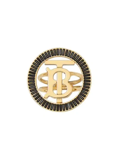 Burberry Monogram Motif Crystal-embellished Ring In Gold