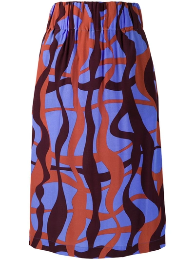 Aspesi Faldilla Abstract-print Pencil Skirt In Brown