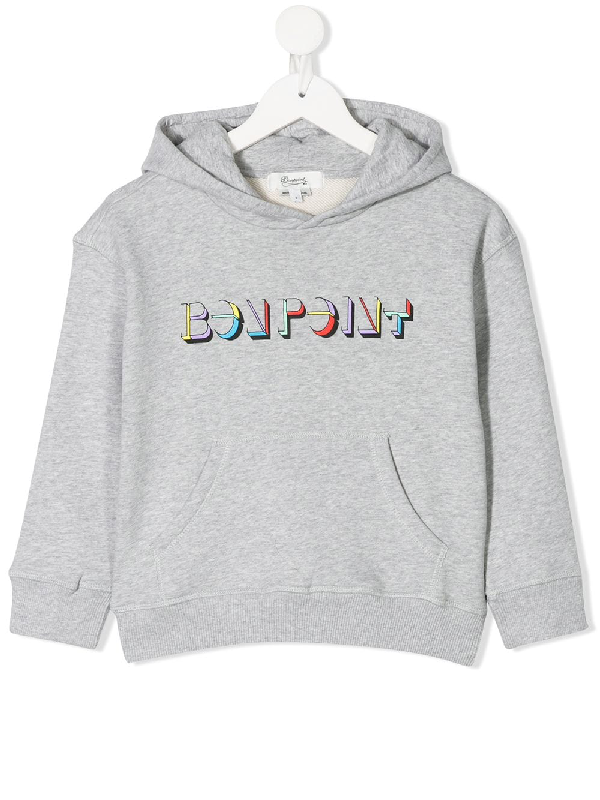 Bonpoint Kids' Long Sleeve Hooded Logo Sweater In Grey | ModeSens