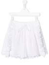 Alberta Ferretti Kids' Embroidered Ruffled Shorts In White