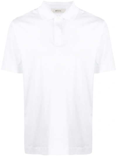 Z Zegna White Basic Cotton Polo Shirt