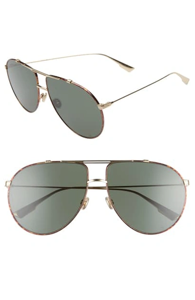 Dior Monsieur 63mm Oversize Aviator Sunglasses In Havana Gold/ Green
