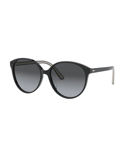 Oliver Peoples The Row Brooktree Polarized Round Sunglasses, 58mm In Black