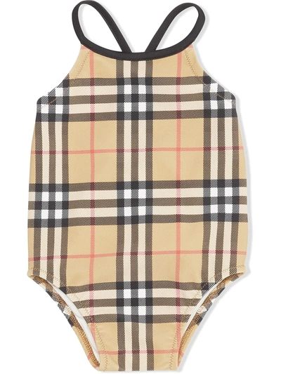 Burberry Babies' Kids Vintage Check Swimsuit (6-24 Months) In Beige