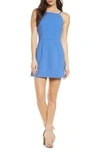 French Connection Whisper Sleeveless Square Neck Mini Dress In Chalk Blue