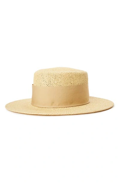 Brixton Dara Straw Boater Hat In Tan