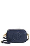 Tory Burch Perry Bombe Leather Crossbody Bag In Royal Navy