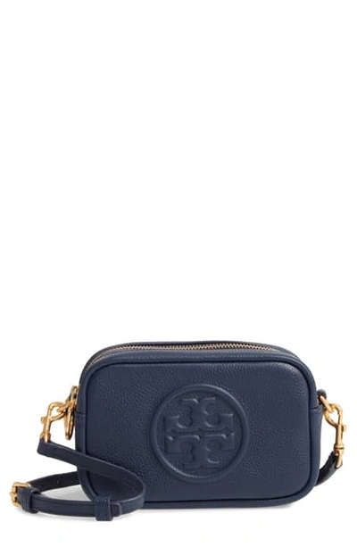 Tory Burch Perry Bombe Leather Crossbody Bag In Royal Navy