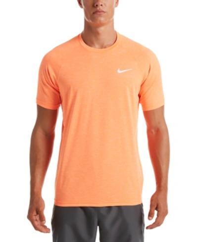 Nike Men's Big & Tall Hydroguard Moisture-wicking Heather Rash Guard In Total Orange