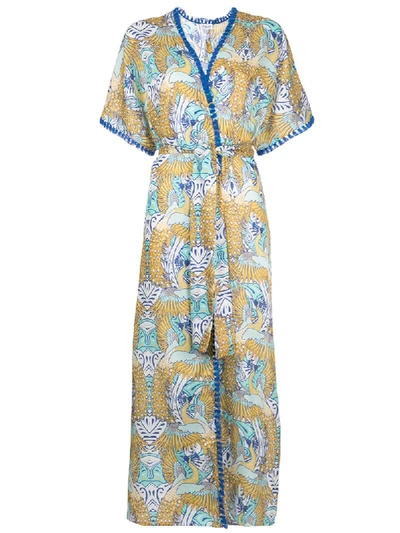 Paolita Phoenix Belted Maxi Kimono In Multicolour