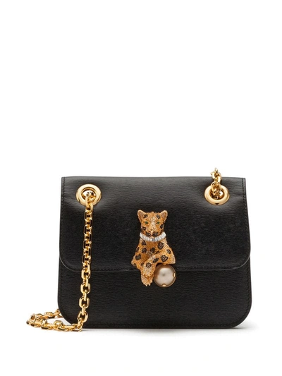Dolce & Gabbana Medium Jungle Bag In Calfskin With Bejeweled Closure In Black