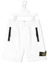 Stone Island Junior Kids' Logo Patch Shorts In White