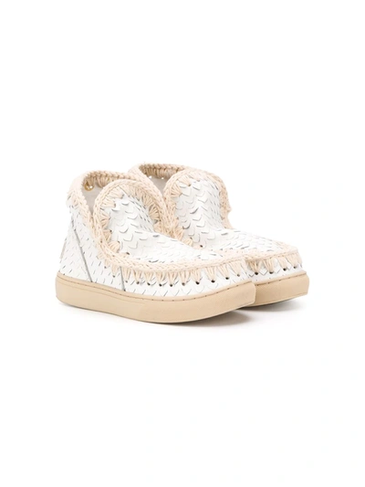 Mou Kids' Eskimo Flat Ankle Boots In White