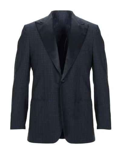 Kiton Suit Jackets In Dark Blue